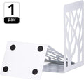 Book Ends for Shelves and Heavy Books - Metal White Bookends 1 Pair - Home Decorative Shelf Holder, Supports, and Stoppers