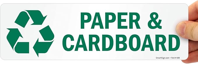 SmartSign "Paper and Cardboard" Pack of 5 Recycle Labels | 3" x 10" Laminated Vinyl, Made in USA