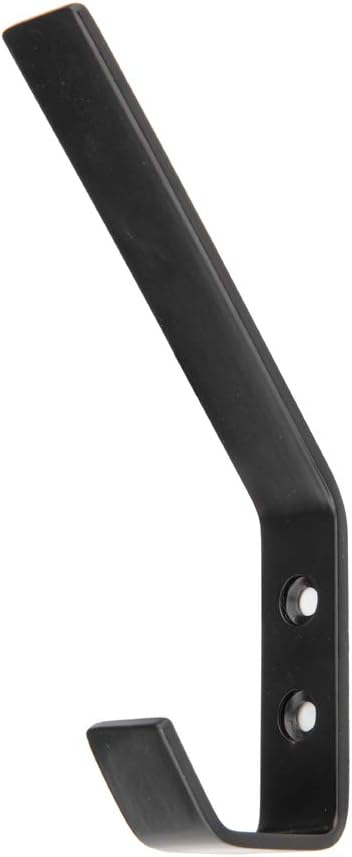 Amazon Basics Wall Mounted Modern Metal Drywall Coat Hooks - Flat Black, 5-Pack