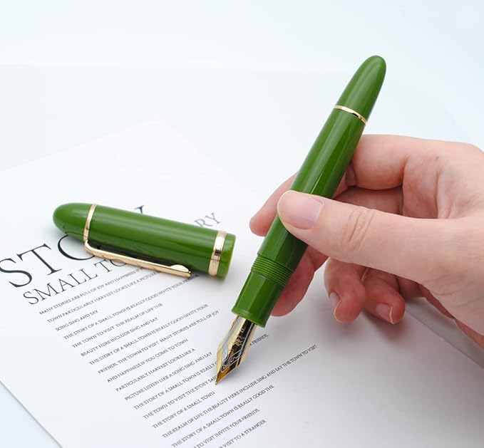 JINHAO X159 Fountain Pen (F Nib 0.5mm, Avocado Green with Gold Clip)
