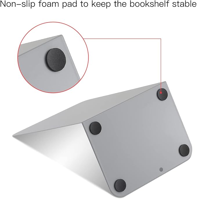 MSDADA Bookends, Book Ends for Book Shelves, Bookends for Office, Book Ends for Heavy Books, Metal Bookend Supports, Modern Minimalist Style Bookends, Grey(4 Pairs/8pcs)