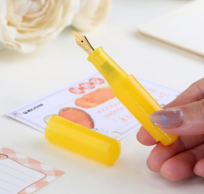 czxwyst Majohn Wancai 2.0 Mini Pocket-Size Eyedropper Fountain Pen (EF Nib 0.38mm, Lemon Yellow)