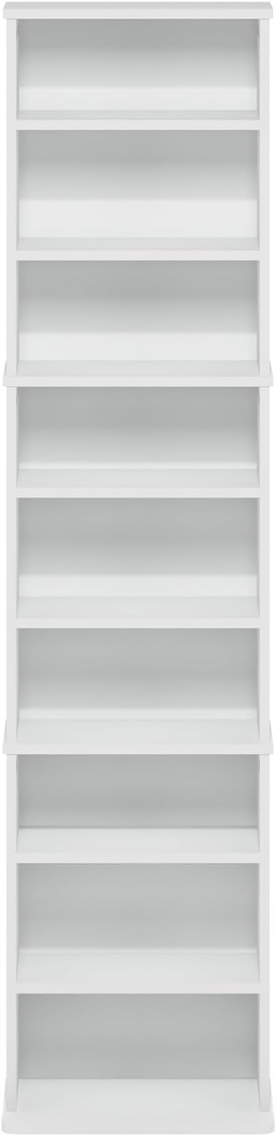 Furinno Jaya DVD Shelf, 9-Shelf Tall Narrow CD Rack, Media Shelf with Adjustable Shelves, DVD Storage Cabinets for CD Blueray Game Disc, Easy Assembly, for Living Room, Home Office, White