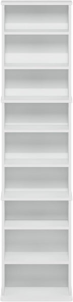 Furinno Jaya DVD Shelf, 9-Shelf Tall Narrow CD Rack, Media Shelf with Adjustable Shelves, DVD Storage Cabinets for CD Blueray Game Disc, Easy Assembly, for Living Room, Home Office, White