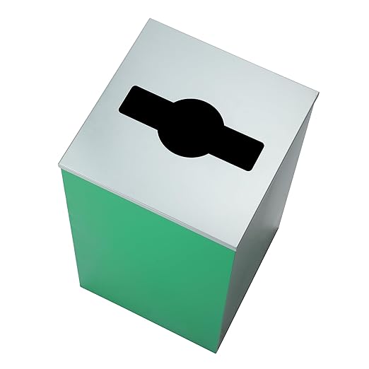 Alpine Mixed Lid Industries 29 Gallon Sturdy Steel Cube Recycling Container, Square Opening - 3 Color Cans Available Sold Separately (Lid Mixed Opening)