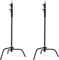 2 Packs C-Stand Kit,Heavy Duty Steel Photography Light Stand Kit,Adjustable 5-10.8 feet Sturdy Turtle Base for Studio Softbox, Monolights, Reflector, Umbrella（Black）