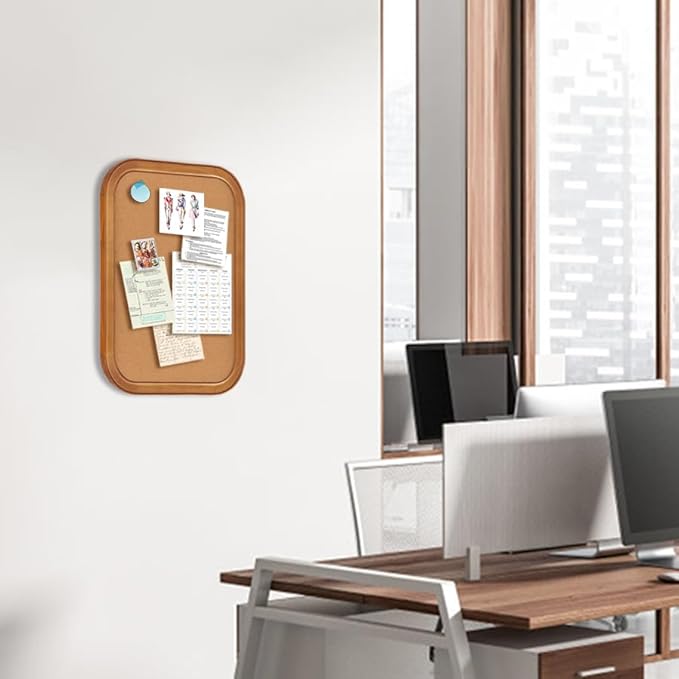 Aitakatta Cork Board for Walls, 23.6x17.7 inches Bulletin Board with Frame, Decorative Hanging Pin Board Vision Board Message Board for Office School Home Decor(4R,4560,1p)