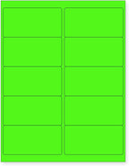 8-1/2 x 11 Neon Color High Light Fluorescent Labels for Laser & Inkjet Printer (Green Fluorescent, 4 x 2-10 Per Page | 500 Labels)