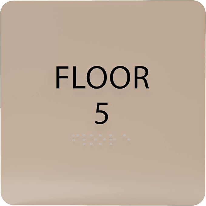 ADA CENTRAL SIGNS - 6" X6" Floor 5 Sign - ADA Compliant Tactile Graphics Grade 2 Braille Text Acrylic Wall Signs - Directional Assistance, Floor Number Safety Sign for Office, school Hospital, Apartment