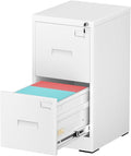 INTERGREAT 2 Drawer File Cabinet, White Metal Filing Cabinet with Lock, Lockable Vertical File Office Cabinet for Hanging Letters/Legal/A4, Assembly Required