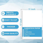 Cardstock Paper - Heavy White Stock, Cover Stock Paper, 110lb(300 gsm) Cover Stock Paper, 11" x 17", 100 Sheets, Card Stock for Poster, Menus, Greeting Cards, Tabloid, Architectural, Design Sketches
