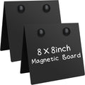 2 Pcs 8x8inch Magnetic Bulletin Board with 4 Magnets, Metal Magnet Display Board, Tabletop Memo Board, Memo Display Easel Stand for Home Kitchen School Office