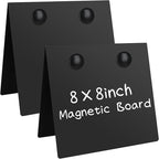 2 Pcs 8x8inch Magnetic Bulletin Board with 4 Magnets, Metal Magnet Display Board, Tabletop Memo Board, Memo Display Easel Stand for Home Kitchen School Office
