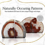 Nature's Decorations Brown Agate Bookends – A+ Grade Geode Heavy Duty Decorative Stone Crystal Book Ends for Shelves & Bookcases, Natural Polished Bookshelf Decor, 1 Pair 6-8Lbs