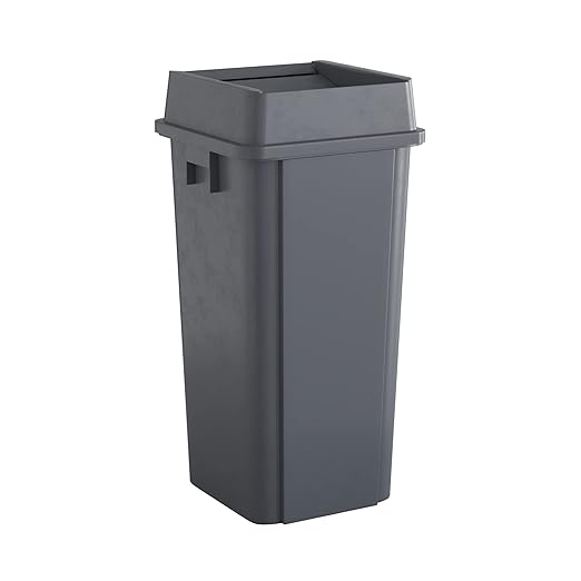 Krollen Industrial 23 Gallon Grey Square Commercial Trash Can with Lid