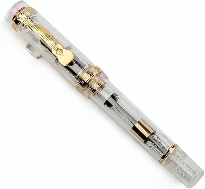JINHAO 1935 Fountain Pen TIANDAO Series #8 Nib Ink Pen with Guitar-Shaped Clip and Ink Converter (F Nib 0.5mm, Transparent)