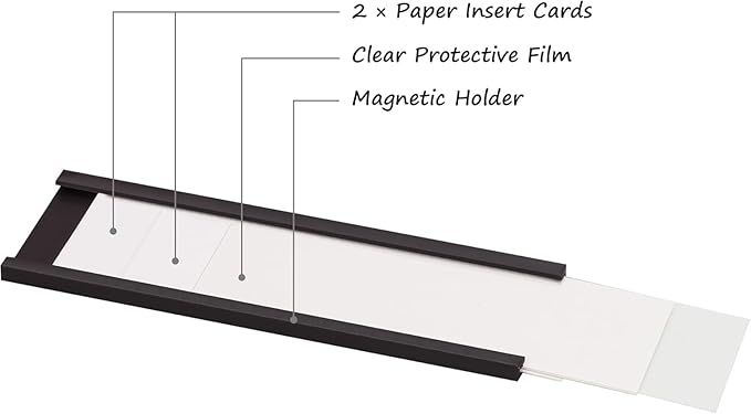 Realth C Channel Magnetic Label Holders 30 Pack 3'' x 4'' with Paper Inserts and Clear Plastic Protectors, Magnetic Data Card Holders File Cabinet Labels for Metal Racks and Shelves