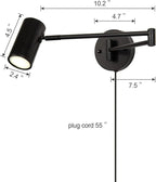 Ahaloye 2 Pack Plug in Wall Sconce, Black Swing Arms Wall Lamp with Plug-in Cord Adjustable Wall Light for Bedroom Living Room (Light Source Included)