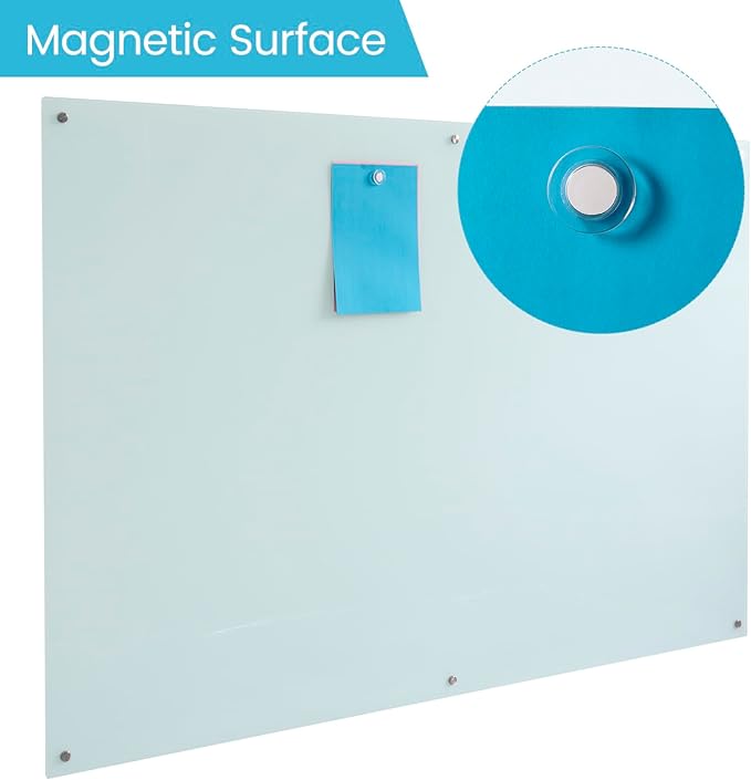 Magnetic Glass Dry Erase WhiteBoard 72"x48", Frosted Surface Glass White Board Wall Mounted for Office School Home