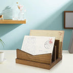 Picowe Desk Mail Organizer Wooden Mail Holder, 3 Slots Letter Holder Organizer Envelope Organizer for Home Office