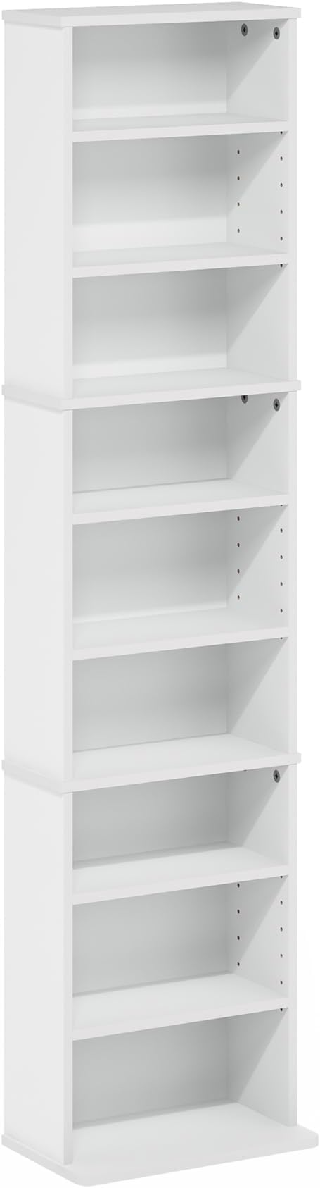 Furinno Jaya DVD Shelf, 9-Shelf Tall Narrow CD Rack, Media Shelf with Adjustable Shelves, DVD Storage Cabinets for CD Blueray Game Disc, Easy Assembly, for Living Room, Home Office, White