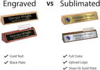Custom Desk Wedge Name Plate - Personalized Titles and Styles (2x10 Inch, Black Piano Finish w/Name Plate)