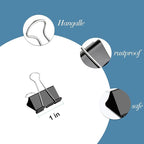 Ufmarine Small Binder Clips 1 Inch Length, (144 Pcs) Small Paper Clips for Office