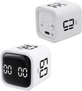 Productivity Timer Flip Gravity Sensor Cube Timer Countdown & Countup,Mute & Vibrate & Sound，5/10/30/60min & Custom Timing, Perfect for ADHD,Work,Learning,Kitchen Cooking (2 White)