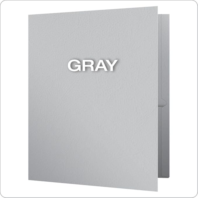 Oxford Twin-Pocket Folders, Textured Paper, Letter Size, Gray, Holds 100 Sheets, Box of 25 (57505EE)