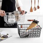 LeleCAT Black Wire Storage Baskets, Metal Household Storage Organizer for Kitchen，Pantry, Shelf, Freezer, Bathroom，Black 2 Pack