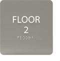 Clean Grey ADA Floor 2 Sign with Braille – Made from Durable Acrylic and Ready to Mount