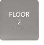 Clean Grey ADA Floor 2 Sign with Braille – Made from Durable Acrylic and Ready to Mount