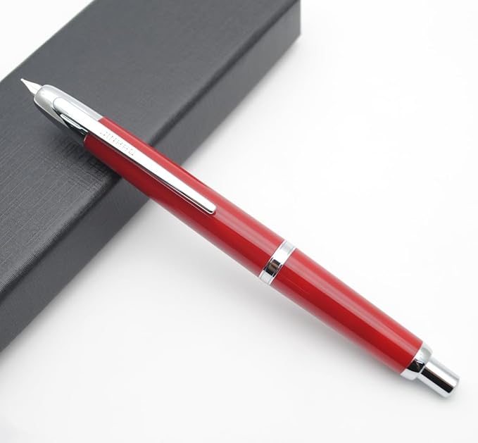 JINHAO 20 Press Fountain Pen, Retractable Capless Resin Pen with Ink Converter (EF Nib 0.4mm, Wine Red)