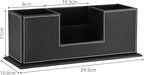 KINGFOM Office Supplies Desk Organizer PU Leather Storage Box 4 Divided Compartments for Pen Business Card Remote Control Mobile Phone Cosmetics Collection Holder (Black)