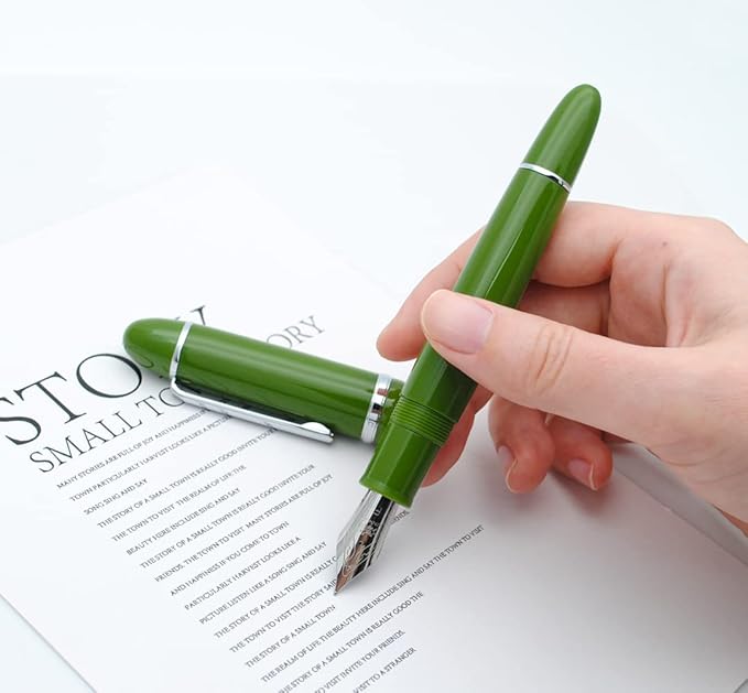 JINHAO X159 Fountain Pen (F Nib 0.5mm, Avocado Green with Silvery Clip)