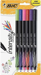BIC Intensity Fineliner Marker Pen Set, Fine Point Pens (0.4 mm), Assorted Colors, 6-Count Pack, Markers for School