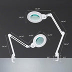 Neatfi XL Bifocal LED Magnifying Lamp, 7-Inch Acrylic Lens, 5D/20D Magnification, Hands-Free, Dimmable, 168 SMD LED, Adjustable Arm for Crafts, Reading, Close Work (White, CCT with Clamp)
