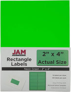 JAM PAPER Shipping Address Labels - Standard Mailing - 2 x 4 - Neon Fluorescent Green - 120/Pack