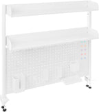 Dlinanta Clamp-On Pegboard Desk Organizer, 2-Tier Clamp On Desk Shelf with Hooks, Office Accessory Organizer for Books, Office Supplies & DIY Storage, 16.5lbs Capacity, 39.37" x 37.4", White