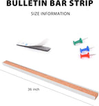 Corksidol Bulletin Bar Strip, Cork Board, Cork Strips, 36" x 1", Classroom, Office, Walls, Cubicle, Aluminum Frame,5 Pack, Silver