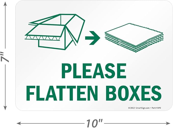SmartSign Please Flatten Boxes Recycle Label | 7" x 10" Laminated Vinyl Sticker, Made in USA