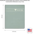 Planner Pad Spiral Bound 3-Tier Funnel Down 12 Month Organizer, October 2025 – September 2026, Greenish Grey Cover/Soft Green Ink, 6 3/4" x 8 1/2"