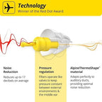 Alpine FlyFit - Earplugs for Pressure Relief & Preventing Ear Pain While Flying - Airplane Travel Essentials - Comfortable Reusable Hypoallergenic Earplugs with Ultra Soft Filter