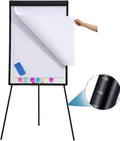 DexBoard 40" x 28" Magnetic Dry Erase Easel Board with Tripod Stand, Height Adjustable Office Presentation Writing Board Easel, Includes 25 Sheets Flip Chart Paper Pad, Magnets & Eraser, Black Frame