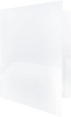 JAM PAPER Plastic Color POP Folders - 2 Pocket Durable Folders with Metal Prongs Fastener Clasps - Clear - Bulk 96/Pack