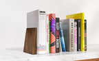 Luxdecor Walnut Book Ends Hold Heavy Books-6x5x4in Wood Bookends for Office Desk Non Skid, Decorative Walnut Bookend 2pack, Triangle Style