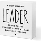 Leader Appreciation Gifts Leadership Gifts, Inspirational Office Decor Wooden Box Sign, Home Farmhouse Table Counter Shelf Desk Decor Accessories, Boss Gifts Thank You Gifts for Coach Manager