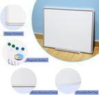 DEVELOP Large Magnetic Dry Erase White Board 60 x 36 Inches, Wall-Mounted 5' x 3' Whiteboard for Home Office School, Silver Aluminium Frame with Detachable Marker Tray, 4 Markers 1 Eraser 4 Magnets