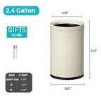 YOJIA 2.4 Gallon Bathroom Small Trash Can, Open Top Waste Basket, White Decorative Garbage Can, for Near Desk Bathroom Bedroom Hotel Office Cafe Kitchen Hallway(White 9L)