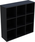 OSCHF 9-Cube Storage Shelf Bookcase - Wooden 3-Tier Free Standing Open Bookshelf for Home and Office, Organizer Cabinet in Black